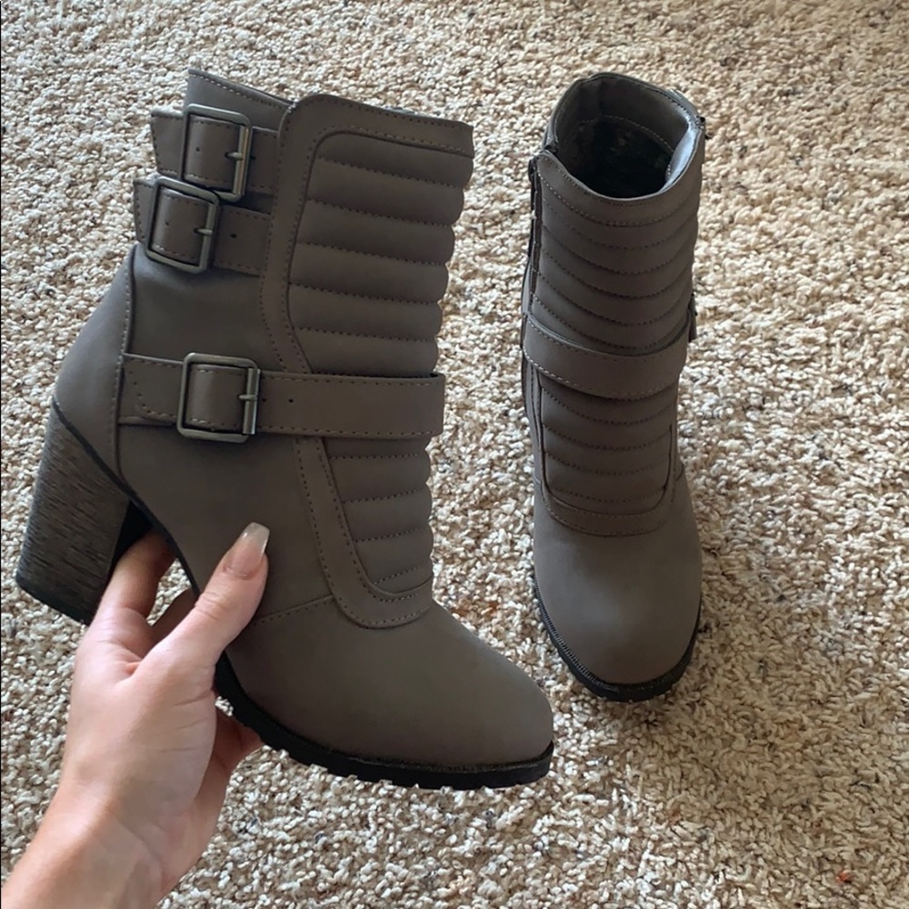 Taupe heeled boots